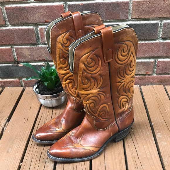 Vintage Shoes - Texas Brand Vintage Leather Cowboy Boots